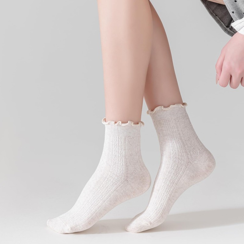Mcool Mary Women's Ruffle Socks,Casual Ankle Breathable Cool Knit Cotton