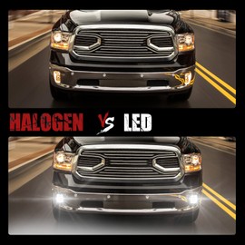 BUNKER INDUST Dodge Ram LED Fog Light with Daytime Running Light Set,Pair Spot Flood Bumper Driving Fog Lamp L-type DRL Assembly Replacement for 2013 2014 2015 2016 2017 2018 Dodge Ram 1500