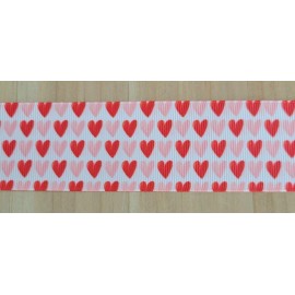 3/8, 5/8, 7/8 & 1.5" (1 YD) Valentine's Day Grosgrain Ribbon Hearts Love Bows - 3/8 Inch