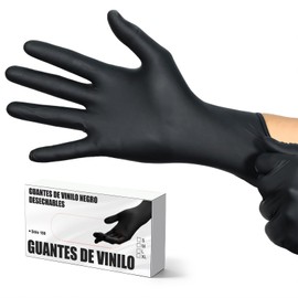 100 Guantes de Nitrilo Vinil de Alta Calidad Color Negro - Sin Látex, Sin Polvo, Diseño Ambidiestro, Ajuste Perfecto, Desechables y Resistentes(Negro) (M)