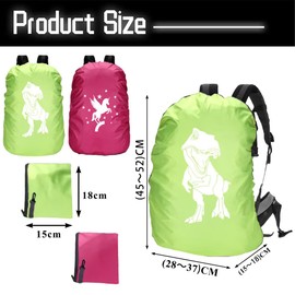 Anyingkai Pack of 2 Rain Cover for Backpacks with Reflective Strips, Rain Cover Backpack, Backpack Rain Cover, Waterproof Rain Cover, School Bag Rain Cover, Backpack Cover for Hiking, Camping, Cycling