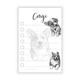 Welsh Corgi Puppies Sticky to Do List Notepad - Dog Sticky Notes Stationary School Supplies for Corgi Mom | Corgi Gifts for Corgi Lovers | 4" x 6" 50 Pages