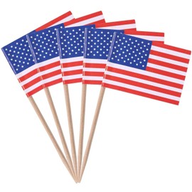 SHATCHI USA US American Flag Picks Toothpicks Cocktail Sticks Cupcake Toppers for Patriotic Theme Party 4th of July Decorations, (50pcs/200pcs/500pcs), Multi, 200pcs