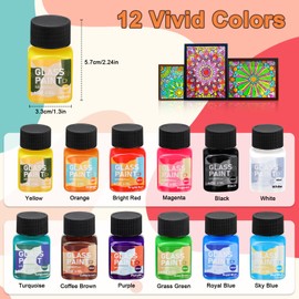 Glass Paints for Glass Painting,Transparent Glass Paint 30ml,12 Color