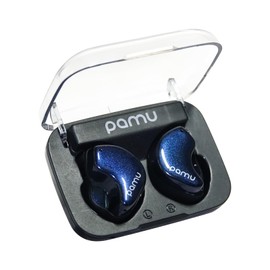 pamu Fit - Auriculares inalámbricos con Bluetooth 5.3 con IA y cancelación activa de ruido, micrófonos duales, auriculares estéreo súper graves, más de 24 horas, control táctil, negro