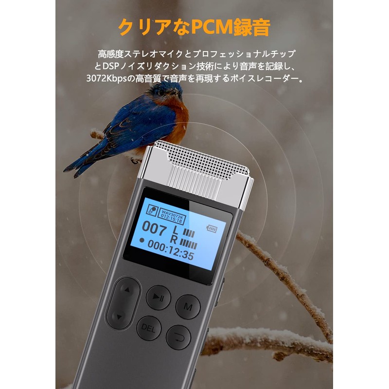 80 GB Voice Recorder, IC Recorder, Small, Recording, 3072 kbps,