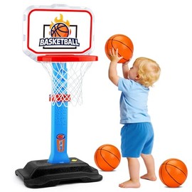 Toddler Basketball Hoop for Kids 1-3, Mini Adjustable Basketball Hoops Indoor with Balls Outdoor Pool Basketball Goal Sports Play Toys for 1 2 3 year old Baby Boys Girls First Birthday Gifts Age 1-2-3