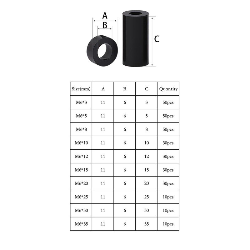 WEAXIO Pack of 300 Nylon Round Spacers, Electric Socket Screw