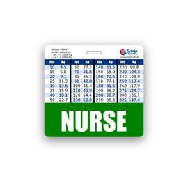 Nurse Badge Buddy Horizontal w/Height & Weight Conversion Charts (Green)