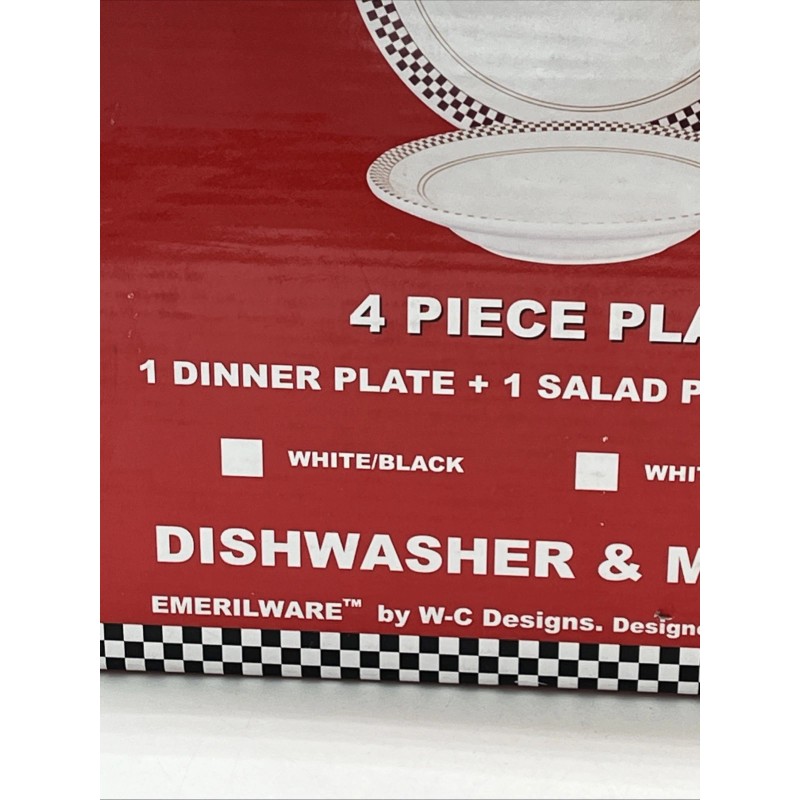 Emeril's Emeril Bistro Checked 4 Piece Place Setting Dinner /