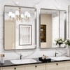 LOAAO 24X36 Inch Brushed Nickel Bathroom Mirror, Rounded Rectangle Silver