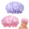 Jeffdad Kids Shower Caps, 2 PCS Pink & Purple Waterproof
