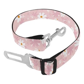 DDFS Dog Car Harness,Cute Pink Daisy Seat Belt Harness Different Pattern Dog Car Harnesses Dog Seat Belt for car Pink Daisy