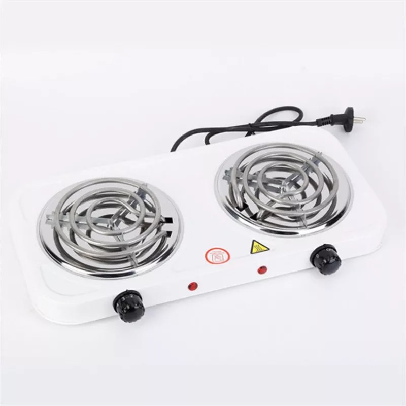 Cuory Parrilla Eléctrica Dos Quemadores Doble Termostato Estufa Color Blanco