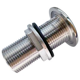 Marine Grade 316 Stainless Steel Full Threaded Through Hull Pipe Fittings with Nuts and washers for Boats, Yachts (1IN)