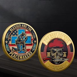 Blessed are The Peacemakers Police Challenge Coin - Patriotic Law Enforcement Coin with American Flag Design, Symbolizing Justice & Protection