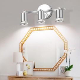 Lámpara de tocador moderna de 3 luces, HORKEY 30cm 9W lámpara de pared de baño sobre espejo, accesorio de iluminación de tocador cromado para mesa de dessing, vestidor, baño, 3 bombillas GU10 incluidas