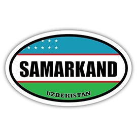 Samarkand Uzbekistan Flag Oval Decal Vinyl Bumper Sticker 3x5 inches