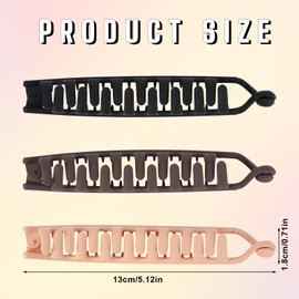 3pcs Banana Hair Clips, Plastic Anti-Slip Large Fruit Black Brown Claw Pin Clasps for Thick Thin Long Short Straight Curly Hair Classic Cute Styling Accessories Supplies for Women Girls(3 Colors)