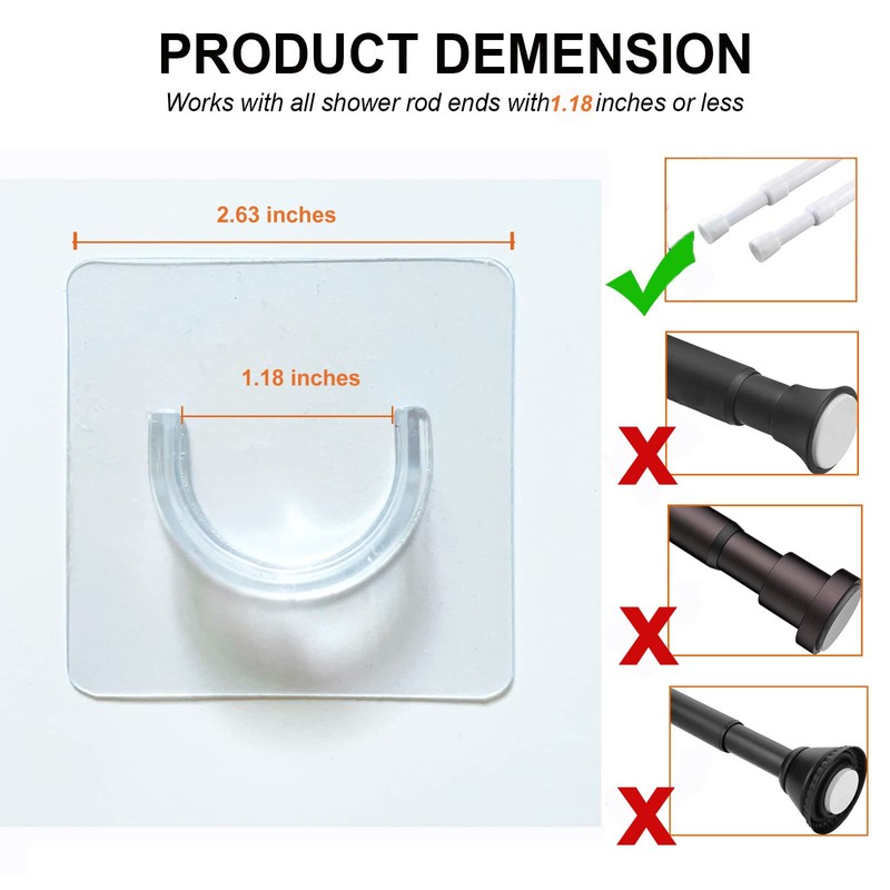 Venupple Spring Tension Rod Holder, 1.18 Inches Small Transparent Shower