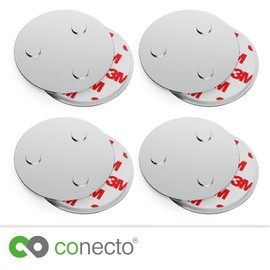 conecto, Magnetic Mount, Magnetic Mount, Universal Magnetic and with Drill Hole, Suitable for Smoke Alarm Detectors, 60mm, Set of 4