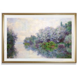 Monet Wall Art Collection Rock Needle and The Porte d'Aval, 1886 q Fine Giclee Prints Wall Art in Premium Quality Ready to Hang, 30"X42" Framed, Gold Frame MI001