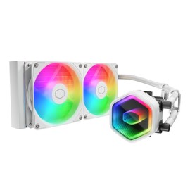 Cooler Master 240 Core II White AIO CPU Liquid Cooler, R9|U7|i7, Dual Chamber G9R Pump, Infinity Mirror aRGB, 400mm Tubing, 240mm Radiator, 120mm PWM Fan, AMD Ryzen AM5|4, Intel LGA 1851|1700 Platform