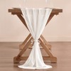 Socomi Socomi Ivory White Chiffon Table Runner Easter Spring Boho
