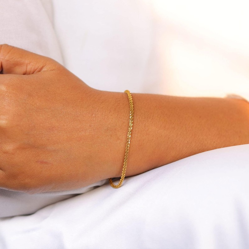 HANLI Gold Bracelet for Women 14K Gold-Plated Evil Eye with