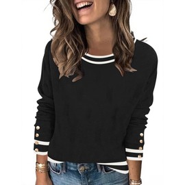 Rapbin Jumpers for Women Casual Long Sleeve Tops Crew Neck Ladies Sweater for Winter Fall Spring Classic Plain Pullover