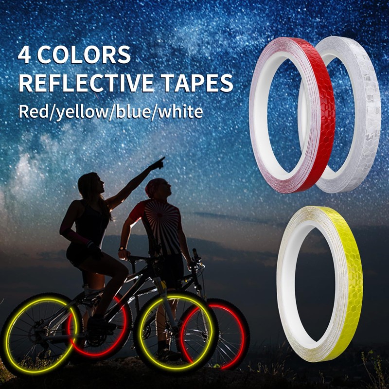 Prasacco 3 Rolls Reflective Tape, 10mmx8M High Visibility Safety Warning