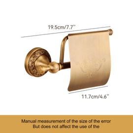 Wall Mounted Bathroom Toilet Paper Holder withlid,Roll Tissue Holder Antique Brass Pattern Carving,Brushed Bronze