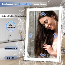 24"x 30" LED Mirror for Bathroom, Front and Backlit Controlled Separately LED Vanity Mirror with Lights, Lighted Mirrors for Bathroom Wall, Tempered Glass, Stepless Dimmable, Anti Fog, Memory(UL ETL)