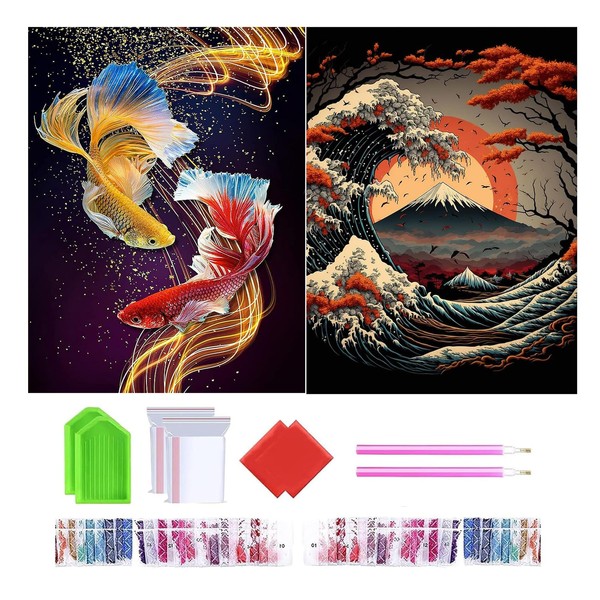 Set of 2 Diamond Art Kit Wikrtoria 5D Full Beaded