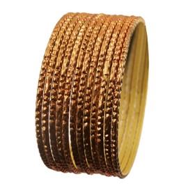 Touchstone "Colorful Dozen Bangle Collection Indian Bollywood Alloy Metal Textured Mustard Yellow Color Charming Thing Bangle Bracelets Set of 12 for Women.