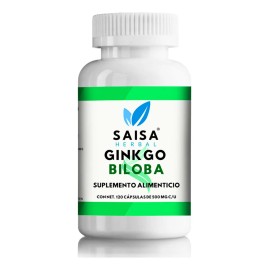 Ginkgo Biloba 120 Cápsulas | Suplemento Alimenticio 100% Puro | Saisa Herbal Sin sabor | Antioxidante, mejora de la memoria, mejor circulación