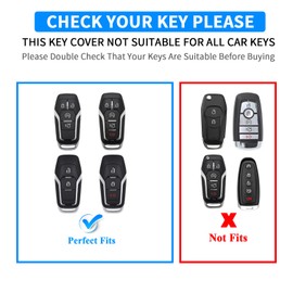 QBUC for Ford Key fob Cover,Carbon Fiber Car Key Case Protector with Keychain Compatible with with Ford Fusion F-150 Edge Explorer Mustang Lincoln MKZ MKC 4/5 Buttons Smart Key
