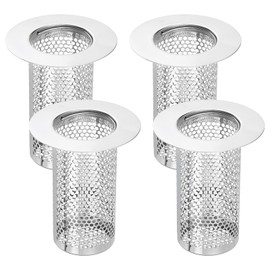 sourcing map 4 Pack Shower Drain Strainer, 3.2" x 2.6" 304 Stainless Steel Floor Drain Strainer Deep Sink Hair Catcher for Kitchen Bathroom Balcony Floor Drain, Fit Hole Size from 1.5" to 2.6"