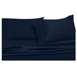 Abripedic Sateen Solid Sheets, 600-Thread-Count, Super Deep 4PC Bed Sheet Set, 100-Percent Cotton, Extra Deep Pocket, California-King, Navy