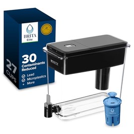 Brita Extra-Large 27-Cup Elite Water Filter Dispenser, WQA NSF/ANSI Certified, Reduces 99% of Lead, Microplastics, & 30 Contaminants, Removes Chlorine Taste & Odor, Black