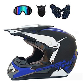 Motocross Helmet Youth Kids Dirt Bike Helmets Outdoor Full Face Dirt Bike Helmets ATV Offroad Adult Motorcycle Helmet SUV Dirt Bike Mountain Bike Helmet (Gloves, Goggles, Mask, 4 Piece Set),1,S