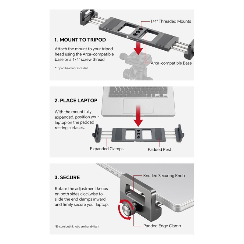 CH-01 Laptop Tripod Mount, Adjustable Laptop Holder with Arca Swiss