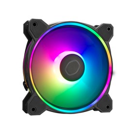 Cooler Master MasterFan MF120 Halo2 ARGB – 120mm Gehäuselüfter, adressierbare Dual-Ring-RGB-Beleuchtung, Rifle-Lager, vergrößerte Luftausgleichsblätter mit Stausensorschutz und verbesserter Treiber-IC