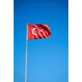 Cosymate Türkiye Bayrak Turkey Turkey Flag 3x5ft (90x150cm) with Brass Grommets Vivid Color UV Resistant Canvas Head Double Stitched 3x5 Feet