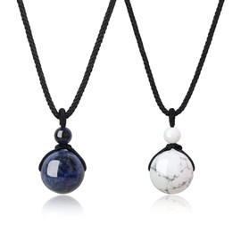 COAI His and Hers Necklaces Matching Couples Necklaces for Couples Sodalite Necklace Howlite Stone Necklaces