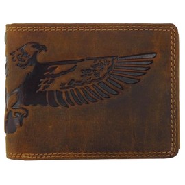 RFID Hill Burry ® Herren Damen Ledergeldbörse Geldbörse Geldtasche Portmonee Portemonnaie Flügel Wings Adler aus echtem Leder braun tan