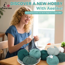 Aeelike 12 x 50g Merino Wool Yarn for Knitting - 98% Wool 2% Acrylic - Crochet Yarn Knitting Wool for Baby Blanket, Scarf, Socks, Hat, Crafting - Shades of Green - Merino Yarn for Crochet Beginners