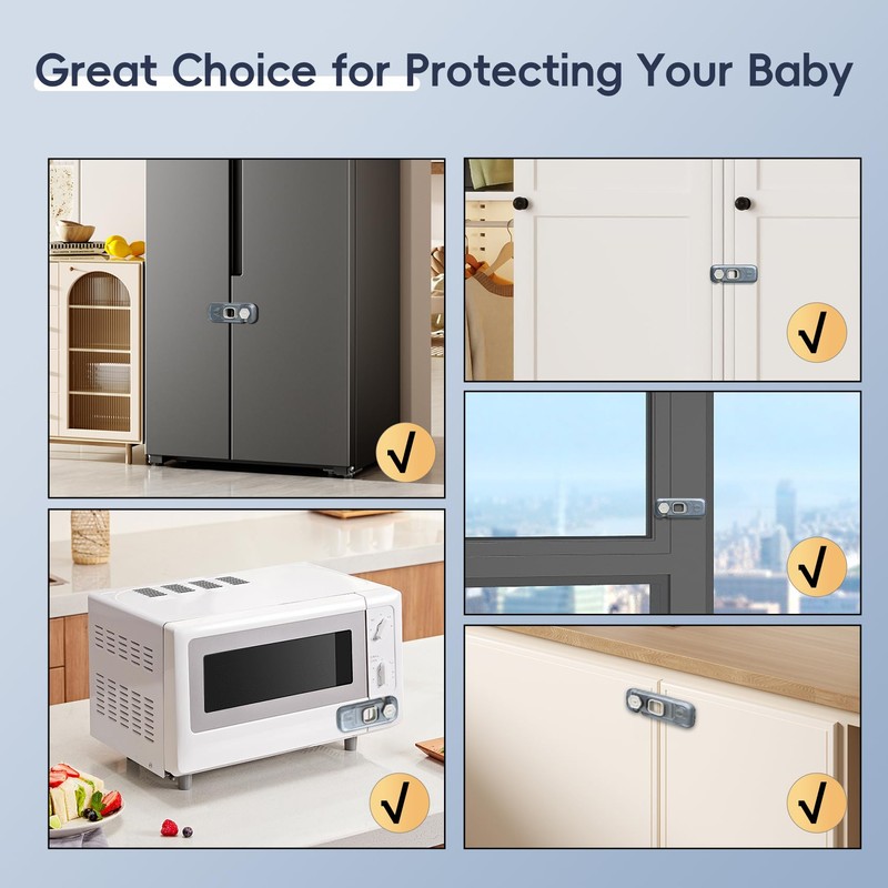 Blissleaf 5-Pack Fridge Locks, Child Proof Refrigerator/Freezer Door Lock, Child