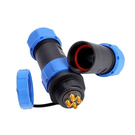 Tyenaza Waterproof Aviation Connector SP21 IP68 2/3 /4/5 /7/9 /12pin Plastic Plug Socket Cable in-line Connector for LED Marine Lighting Application(4Pin)