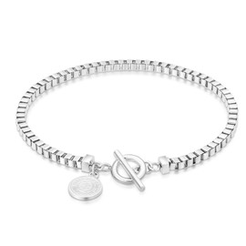 KRKC & CO Women's Bracelet, Venetian Chain, Mantel Bracelet, Width 0.1 inch (3 mm), Surgical Stainless Steel, Hypoallergenic, 14K Gold Plated, Unisex, Popular, Accessory, Gift, 19 cm, No Gemstone
